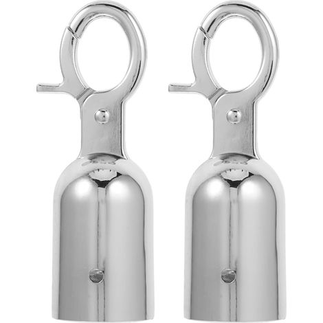 Lot de 2 lanières d'arrêts de corde en métal Bouchons de cordon d'extrémité de corde à clipser Extrémité de cordon Fermeture à extrémité de corde Capuchon de corde Serrures à double tête de la (1/5)