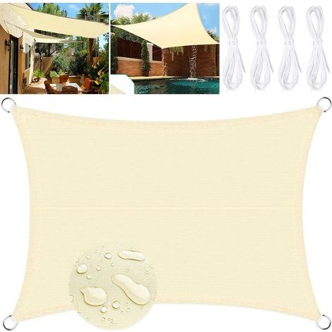 Toile Ombrage Exterieur, Rectangulaire Voiles D'ombrage pour Patio, Toile Ombrage Imperméable, Toile Ombrage Une Protection des Rayons UV pour, Kaki3 x 4m (1/5)