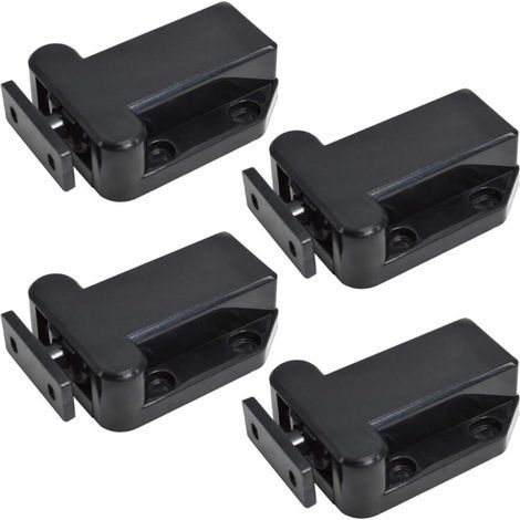4 pièces Fermeture porte placard Loquets pour placards Fermoirs pour placards Armoire Catches verrou pour armoire de meuble (noir) (1/5)