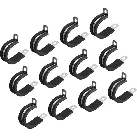 Lot de 24 colliers de serrage de câble de 26 mm, colliers de serrage isolés en caoutchouc en acier inoxydable 304 en forme de R pour tuyau métallique (1/5)