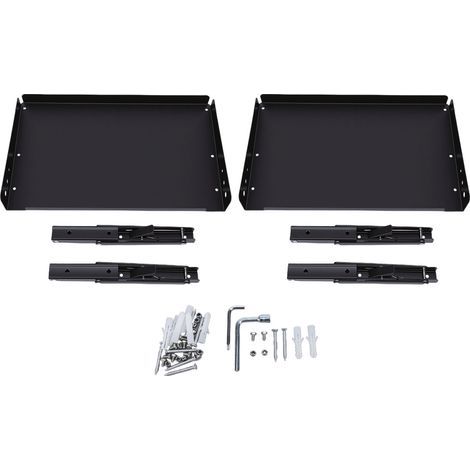 2 Folding Wall-Mounted Garage Storage Units - 90kg (200 lbs) Capacity - Adjustable Metal Shelves for Power Tools and Boxes (1/5)