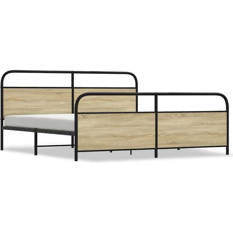 Maison Exclusive - Metallbett ohne Matratze Sonoma-Eiche 200x200
