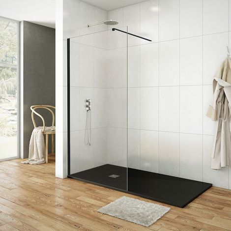 SCREEN BLACK perfil + brazo en negro -  Cristal fijo 68x195 cm + brazo ajustable