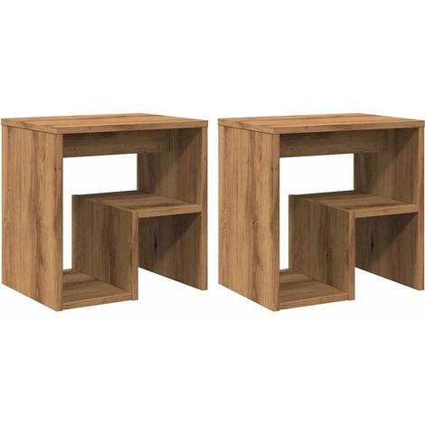 Mesitas noche 2 uds madera ingeniería roble artesanal vidaXL (1/6)