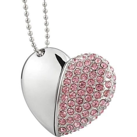 Clé USB - Marque - 64Go - Collier Cœur Portable - Rose (1/4)