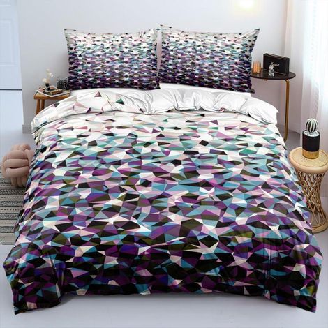 3D Bettwäsche Set 220x240cm Mikrofaser Geometrie mit Reißverschluss