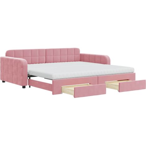 Maison Exclusive - Divano Letto Estraibile con Cassetti Rosa 100x200 cm Velluto (1/5)