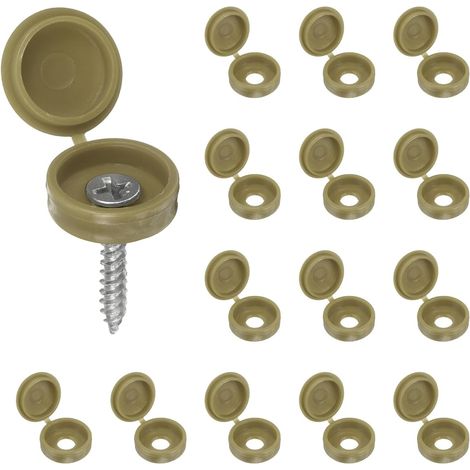 100pcs Capuchons À Vis À Charnière en Plastique 5.9mm / 0.23" Capuchons À Vis pour Volet Roulant Capuchons À Rondelle À Clipser pour Fenêtres Balustrades Extérieures Meubles (1/5)