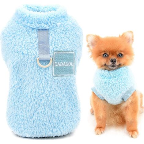 1 Pull Polaire Sherpa Col Roulé, Anneau D Pour Laisse, Vêtement Chaud Petit Chien Chat, Intérieur Extérieur