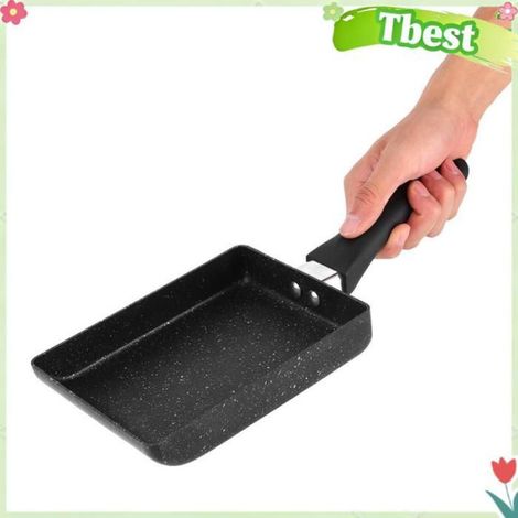 Poêle à Frire Antiadhésive en Pierre avec Poignée en Plastique pour œufs, Sandwichs et Crêpes (1/4)