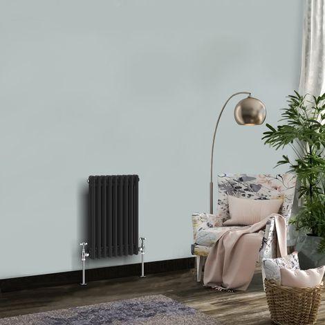 Traditional Vintage Cast Iron Style Radiator Black 2 Column 600 x 425mm (1/5)