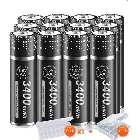 Batería de litio PALO AA de 1,5 V, capacidad de 3400 mWh, carga rápida con cargador incluido. (1/2)