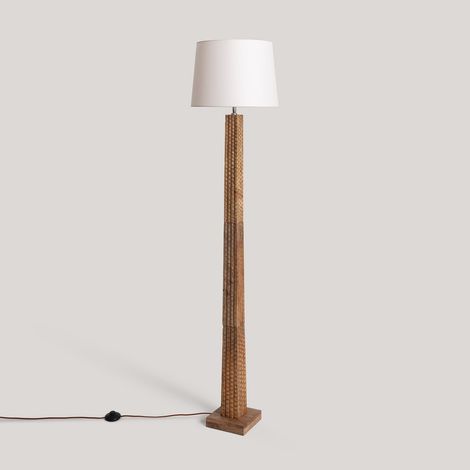 Stehlampe Holz Kyathi ILUZZIA Weiß