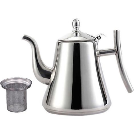 Teiera con filtro - Teiera in acciaio inox - Teiera da un litro - Teiera di grande capacità - Teiera per piani cottura a induzione - Macchina per tè sfuso - Adatta per (1/5)