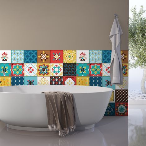 Sticker Mural Carrelage adhésif Cuisine Salle de Bain - 30 STICKERS CARRELAGES AZULEJOS MODENA - 30stickers10x10cm (1/5)
