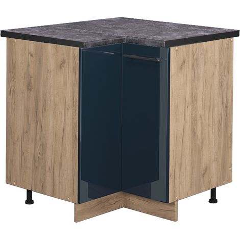 Mobile ad angolo cucina Fame-Line, Blu scuro lucido, 80.5 cm , PL Antracite, Vicco