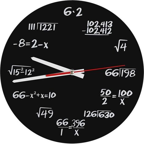 Orologio da parete matematico, 12 pollici, orologio unico e originale con equazioni matematiche simulate. (1/4)