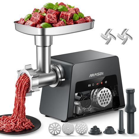 Hachoir a Viande Electrique, 3-en-1, Aluminium Moulé Sous Pression, Pour et ,2 Vitesses 2500 W Max, Moteur Silencieux, pour un Usage Domestique et Les Amateurs de Cuisine (1/5)