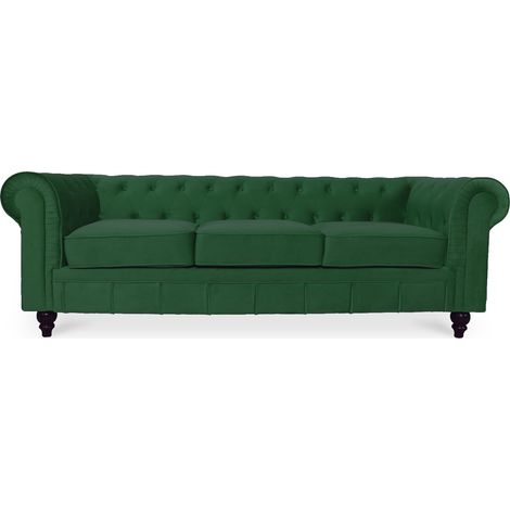 Canape Chesterfield Velours 3 Places Altesse Vert (1/2)