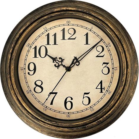 Horloge Murale Vintage, Horloge Silencieux Classique de 30cm pour Salon, Chambre de Coucher ou Bureau, Alimenté par Piles (Chiffres Arabes) (1/5)
