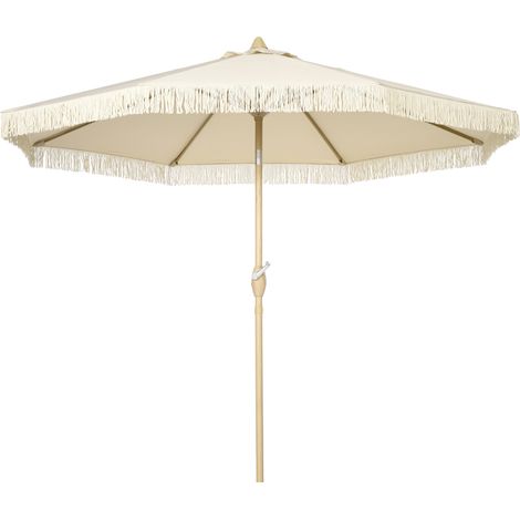 Outsunny Ombrellone da Esterno a Manovella e 3 Inclinazioni 2.6x2.4 m, Crema