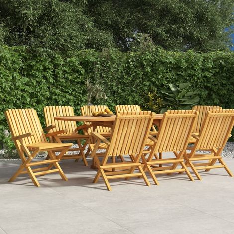 8 pcs Chaises de jardin pliantes, Fauteuils Extérieur, Sièges confortable 61x67x90 cm bois massif teck BGT56637 (1/5)