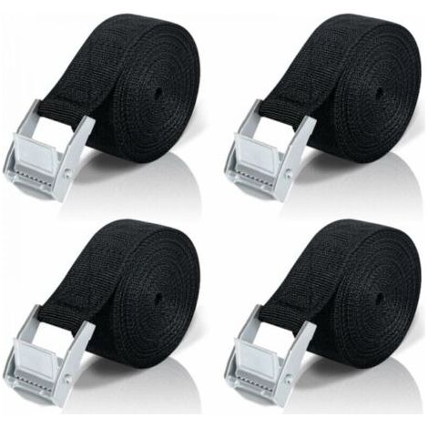 Pair Sangle d'arrimage de 5 m, sangle à cliquet en 4 parties avec boucle de tension en alliage de zinc pour sécuriser les motos/voitures