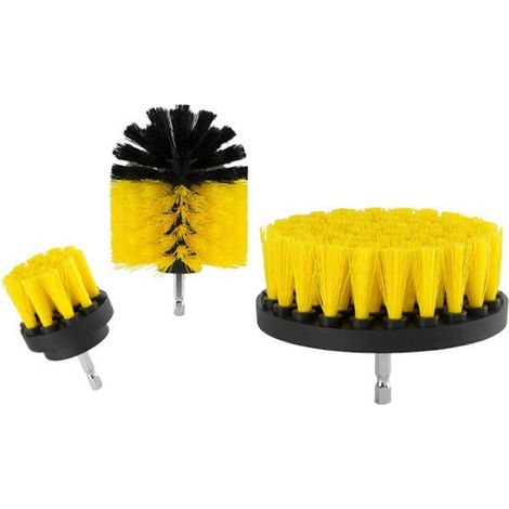 Ensemble de 3 ou 4 brosses de nettoyage portables en verre pour la cuisine, la voiture et les tapis, idéal pour la purification des pneus et des tapis. Brosse pour perceuse électrique et salle de bain