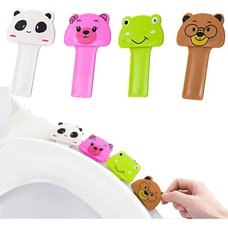 Set mit 4 selbstklebenden WC-Sitzgriffen mit Cartoon-Motiven (1/5)
