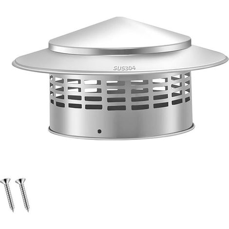 1 Pièces Chapeau de Cheminée en Acier Inoxydable, Chapeau de Pluie de Toit, Hotte D'aération de Toit Ronde avec Vis, Pour Tuyau de Cheminée de 160mm(6,3 Pouce) (1/5)