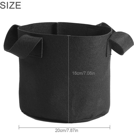 Sac de culture noir pour plantes, légumes et fleurs, aération, pot de plantation (5 gallons, 25 x 30 cm) (1/5)