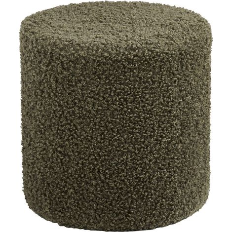 Pouf Rond Ø34cm en Tissu Bouclé Coloris vert - BUBBEL