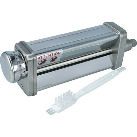 vhbw Pasta Attachment compatible with KitchenAid Kitchen Machine - Pasta Roller + Cleaning Brush, Stainless Steel (1/4)