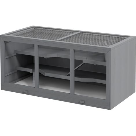Gabbia in legno per criceti nani e piccoli roditori grigia 115 x 57 x 55 cm HOMVRA (1/5)