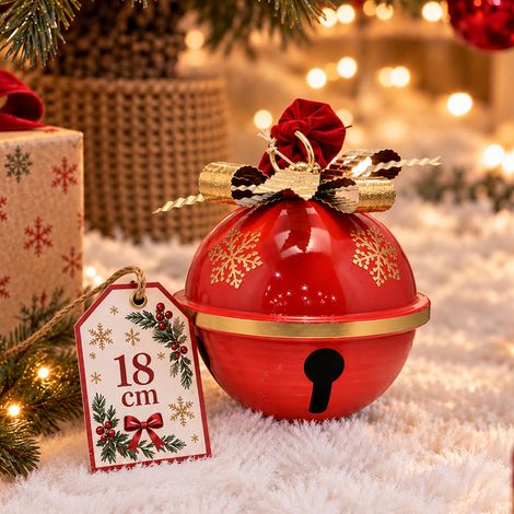Campana in Metallo 18 cm Rosso Decorazione di Natale Natalizio Esterno Interno (1/5)