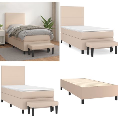 Sommier à lattes de lit avec matelas Cappuccino 90x190 cm - Sommier - Matelas ensaché (1/5)