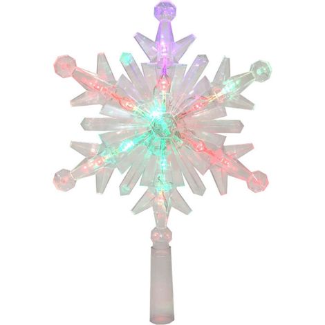 Décoration de sommet d'arbre de Noël, lumière colorée (paillettes), lumières d'étoiles de sommet d'arbre de flocon de neige (1/5)