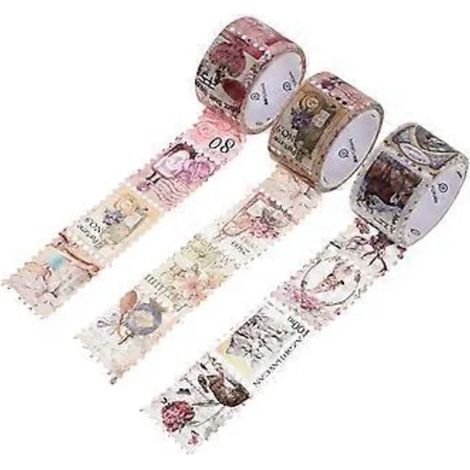 3 rouleaux de ruban adhésif washi à motifs, idéal pour la décoration quotidienne, le journaling et les autocollants.