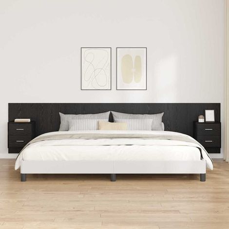 Ensemble tête de lit avec 2 tables de chevet, chêne noir, bois d’ingénierie, 3 pièces - PANGIVO (1/5)