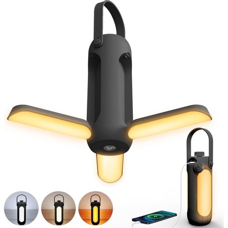 LED-Campinglampe/Zeltleuchte – Wiederaufladbar – 10000 mAh Akku – Kabellos dimmbar – 3 Lichtmodi – Notfallausrüstung für Zelte – Für den Innen- und Außenbereich geeignet (1/5)
