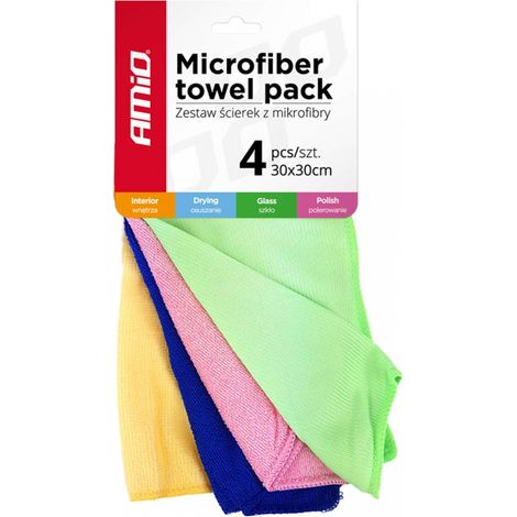 Set di panni per auto in microfibra, 4 tipi, 30x30 cm, amio-01983 (1/2)