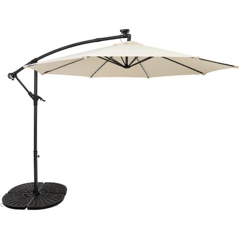 LED Cantilever Parasol 3m With Full Fan Base – Cream (1/5)
