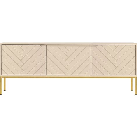 Lowboard 151 cm breit in Beige mit gefräster Front ANGERA-140 (1/5)