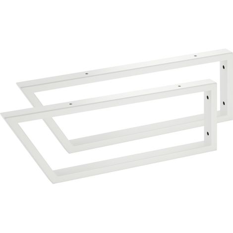 2 Stück Waschtischkonsole TWK500 500 x 150 mm Stahl Weiß matt Vorderseite 60° abgeschrägt