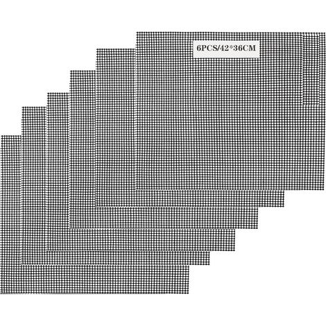 BBQ Grill Mat, Tapis de Cuisson Barbecue, Ntiadhésif Réutilisable Résistant à la Chaleur, Facile à Nettoyer,42 36cm (6PCS) (1/5)