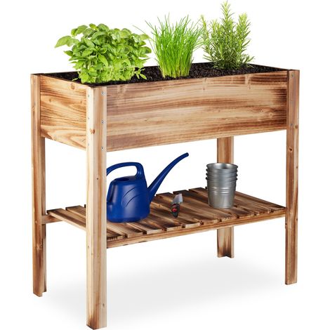 Relaxdays – Carré potager en bois surélevé 80 x 88 x 43,5 cm – Jardinière pour légumes et herbes – Protection contre le froid et nuisibles (1/5)