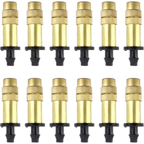 12 Pièces Buse en Cuivre Atomisation, Pulvérisation Réglable Goutteurs, Arroseurs Atomiseurs, Pulvérisateurs Systèmes de Brouillard pour l'Irrigation d'Arrosage de Jardin (1/5)
