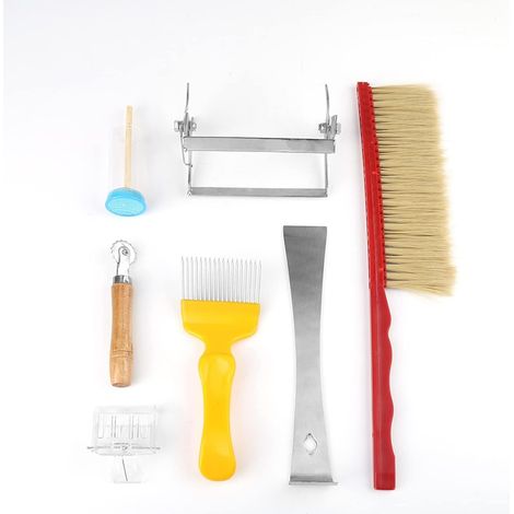 Kit apicole 7 pièces : Brosse à Abeilles, Outil pour Ruche, Attrape-Reine, Pince à Cadres, Gratte-opercules. Kit Essentiel pour apiculteurs. (1/5)
