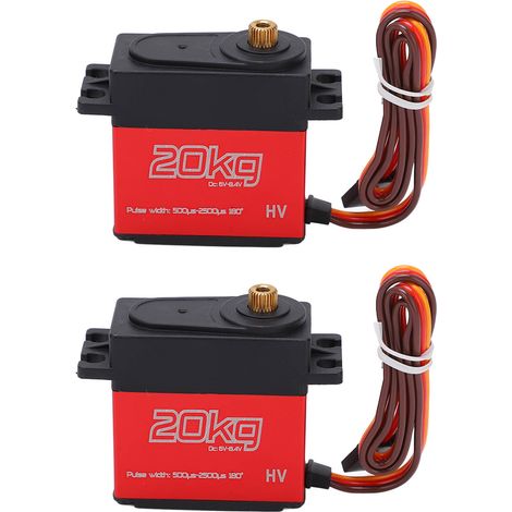 Servo numérique 20 kg à couple élevé, engrenages entièrement métalliques et bras de servo 25T pour voitures RC à l'échelle 1:10 (1/5)