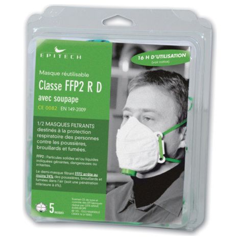 5 masques FFP2 avec valve - Théard